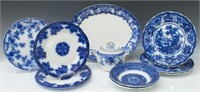 (9) STAFFORDSHIRE & OTHER FLOW BLUE TABLEWARE