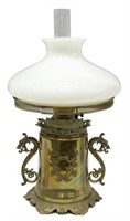 BRADLEY & HUBBARD ELECTRIFIED KEROSENE BRASS LAMP