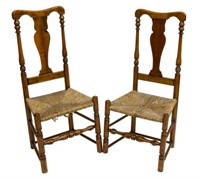 (2) HUDSON RIVER VALLEY FRUITWOOD CHAIRS, C. 1720