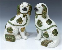 (2) ENGLISH STAFFORDSHIRE MANTLE DOGS