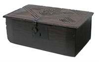 AMERICAN FLORAL CARVED OAK BIBLE BOX, 18TH/19TH C.