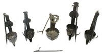 (5) 18TH-19TH C. IRON CRUISE WHALE OIL LAMPS