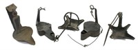(5) FORGED IRON CRUISE / BETTY LAMPS, 18TH/19TH C.