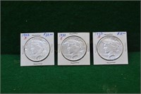 (3) Nice Peace Silver Dollars  all 1922s