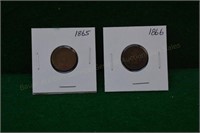 (2) Better Date Indian Head Cents 1865,1866