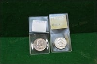 (2) High Grade Franklin silver Half Dollars