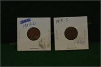 (2) Better Date Lincoln Cents 1913s, 1924d