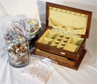 Jewelry Lot Parts Box Beads Rocks Crafts
