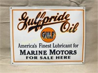 Gulf Gulfpride Oil Marine Motors Eamel Sign - 13"