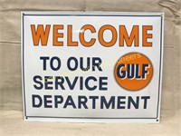 Gulf Service Department Enamel Sign - 13" x 16"