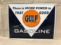 Enamel Gulf Gasoline Sign - 13" x 16"
