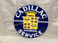 Metal Cadillac Service Advertising Sign - Round 23