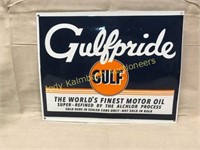 Enamel Gulf Gulfpride Motor Oil Sign - 13" x 16"