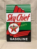 Embossed Texaco Sky Chief Gasoline Sign - 17" x 26