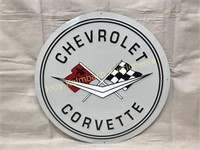 Metal Chevrolet Corvette Advertising Sign - Round