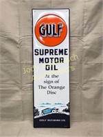 Embossed Gulf Supreme Motor Oil Sign -