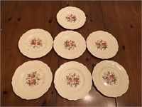 7 Early Old Staffordshire Rose pattern china plate
