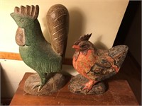 Pair of wood Chickens