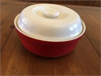 Vintage Red Hall's Thick Rim Casserole