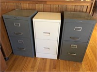 Lot of 3 Metal 2x drawer filing cabinets