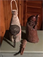 (4) pcs of early wood carved items African +