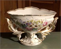 Rare Victorian era center piece bowl, hand painted