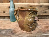 Stoneware Face Pitcher