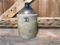 Uhl Evansville #3 pottery crock jug