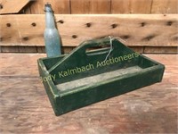 Primitive wooden small green handle tote