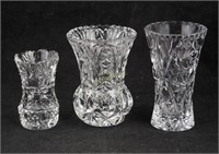 3 Fine Crystal Small Bud Glass Flower Vases