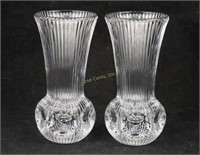 2 Leaded Crystal Weighted 5" Small Floral Vases