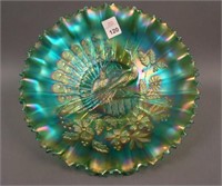 Northwood Green Peacocks Bowl with PCE and Ribbed