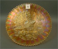 Northwood Marigold Stippled Peacocks Plate with