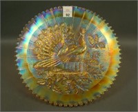 Northwood Pastel Marigold Peacocks Stippled Plate