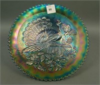 Northwood Renninger Blue Stippled Peacocks Plate