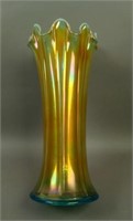 Rare Northwood Aqua Opal Thin Rib Mid-Size Vase.