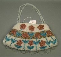Vintage Carnival Glass Beaded Purse with Floral