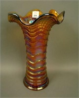 Imperial Amber Ripple Flared Swung Vase. 9" Tall
