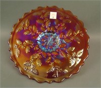 Fenton Red Contemporary Holly Plate. 85th Birthday