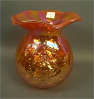 Mosser Red/ Amberina Rambler Rose Bulbous Vase.