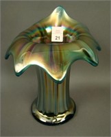 Northwood Sapphire JIP Thin Rib Squatty Vase. 7 ¼”