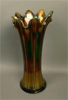 Northwood Blue Thin Rib Mid-Size Vase. 12 1/2"