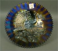 Northwood Dark Purple Peacocks Plate with Ribbed