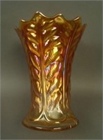 Northwood Dark Marigold Squatty Leaf Columns Vase.