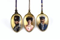 Three German gilt silver & enamel souvenir spoons