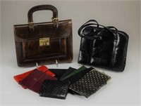 Two vintage leather purses & eight wallets