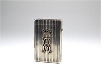 Russian silver cigarette case w/ match compartment