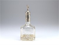 German Hanau silver mounted etched glass decanter