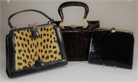 Three leather vintage handbags