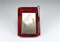 Notebook mounted with Soviet Russian silver plaque